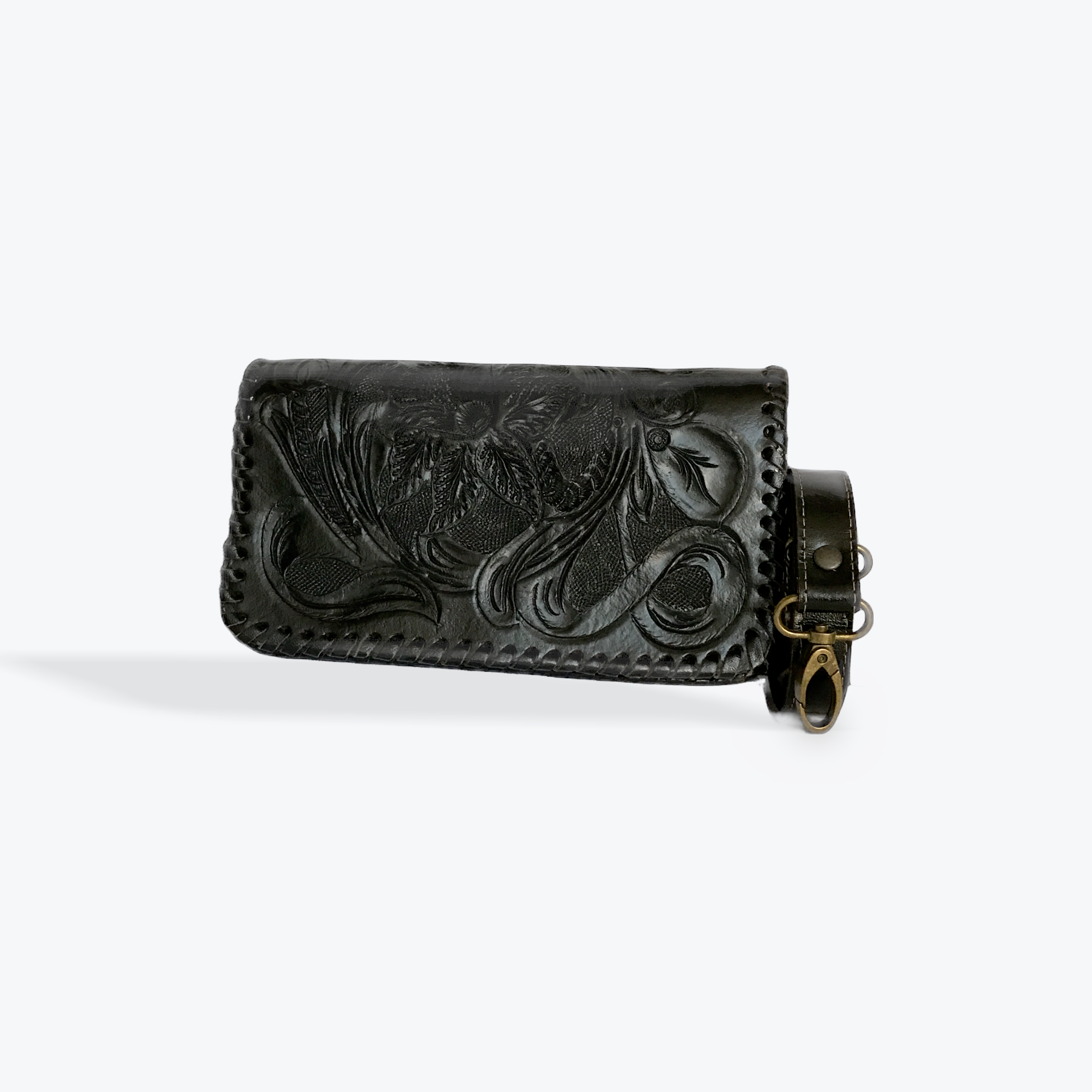 Rose in black crossbody