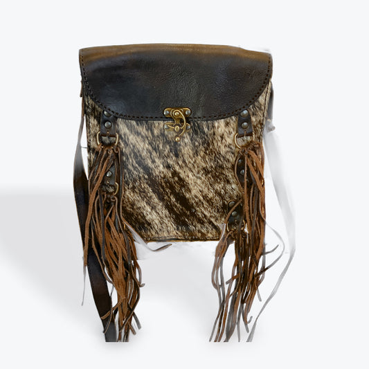 GLORIA BLACK CROSSBODY COWHIDE & FRINGE