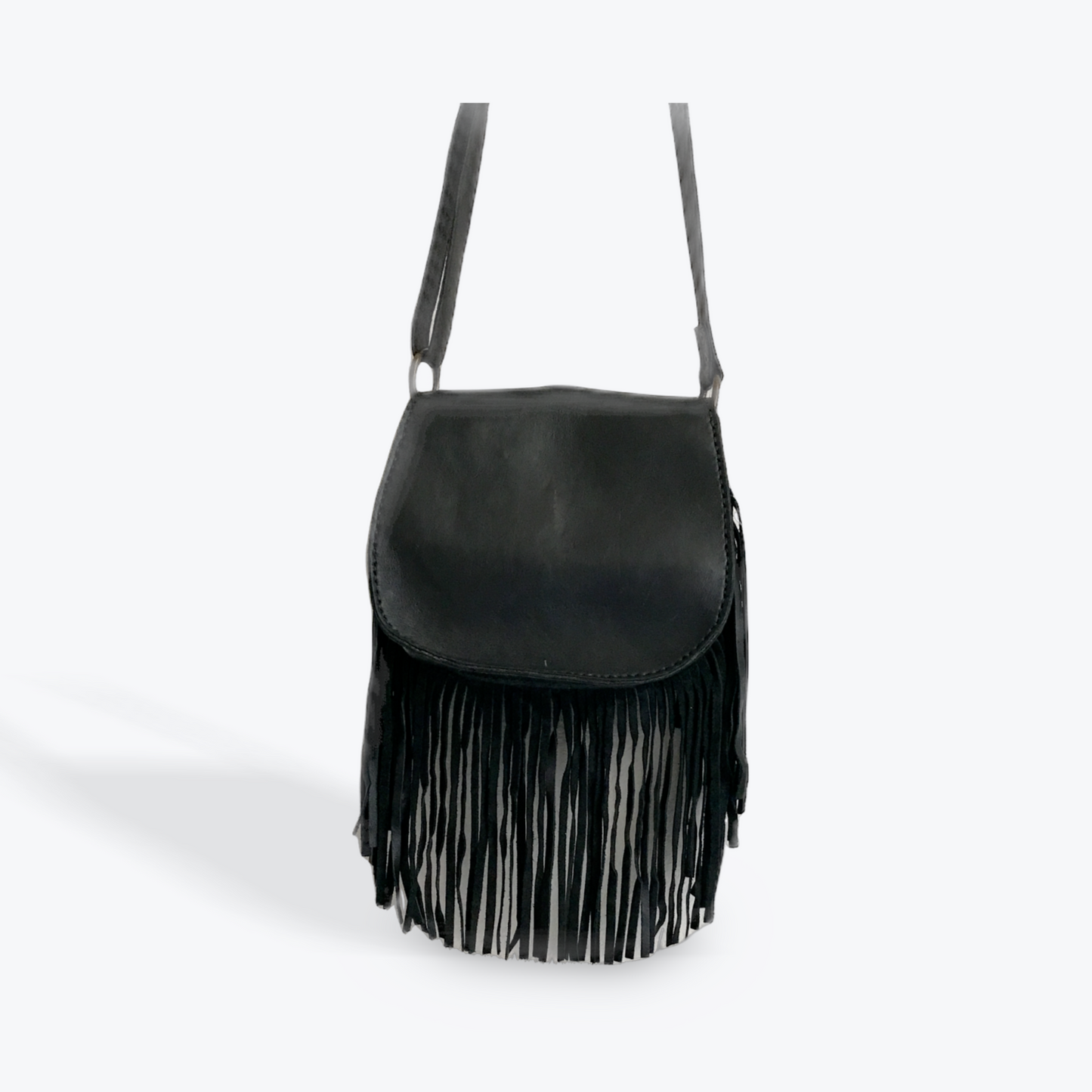 DAKOTA IN BLACK WITH FRINGE AND A GENUINE STONE